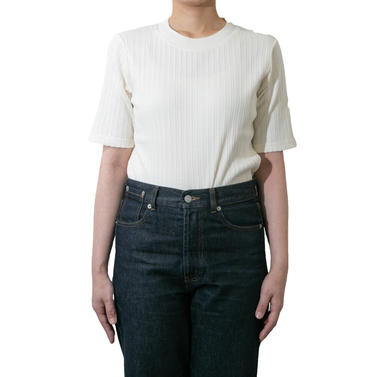 M-SIC/ Eyelet Ribbed Short-Sleeve Pullover