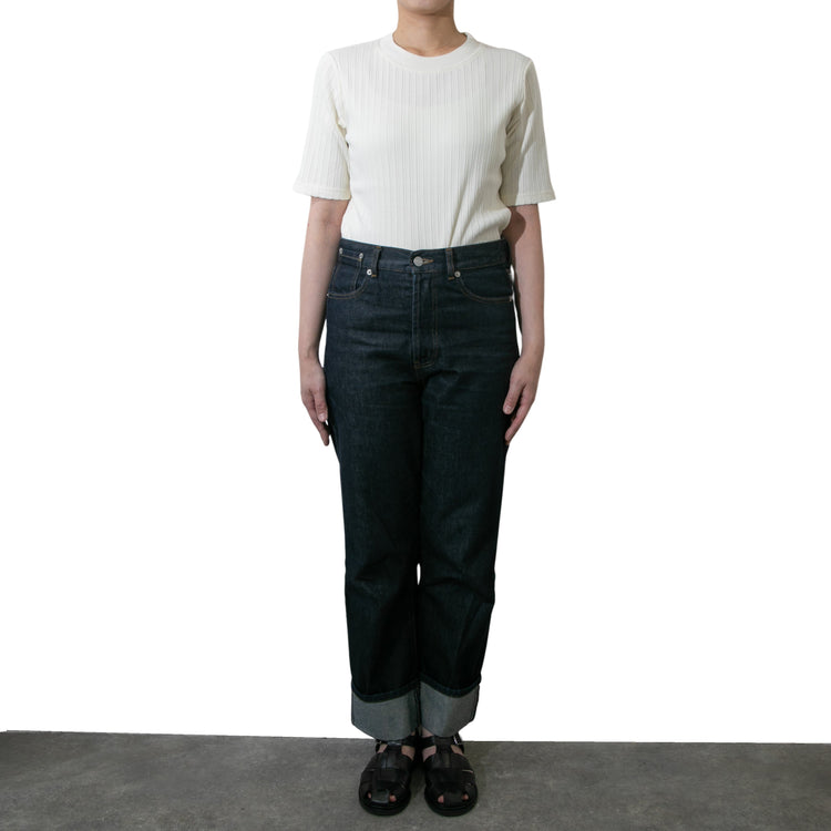 M-SIC/ Eyelet Ribbed Short-Sleeve Pullover