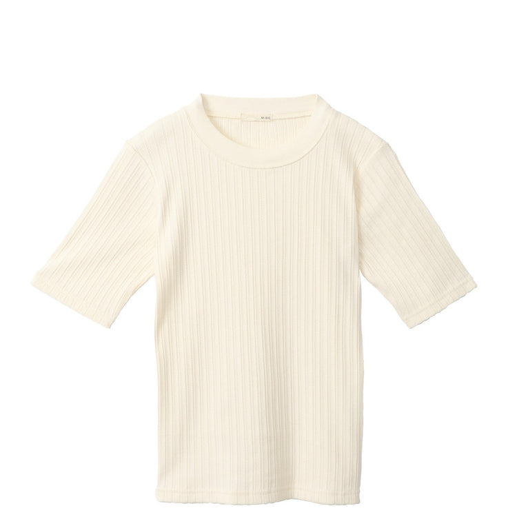 M-SIC/ Eyelet Ribbed Short-Sleeve Pullover