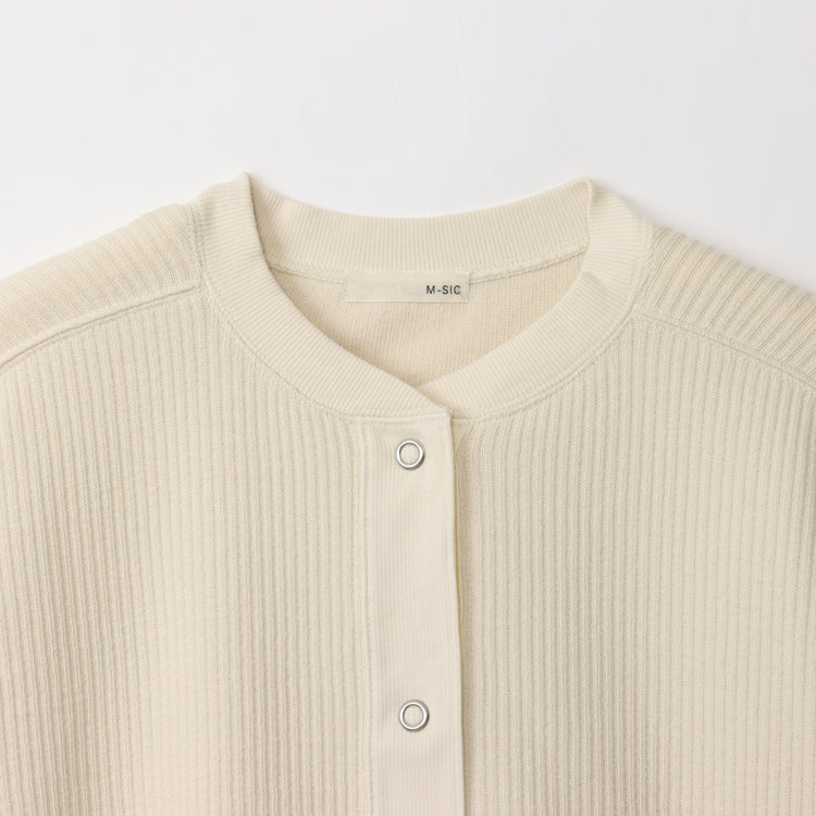 M-SIC/ Rugged Rib Cut and Sew Cardigan Knit Set