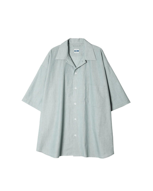 ARMY TWILL / COTTON STRIPE HALF SLEEVE SHIRT GREEN