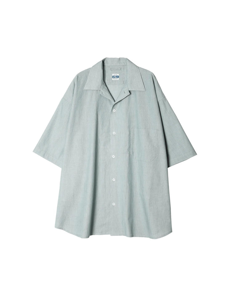 ARMY TWILL / COTTON STRIPE HALF SLEEVE SHIRT GREEN