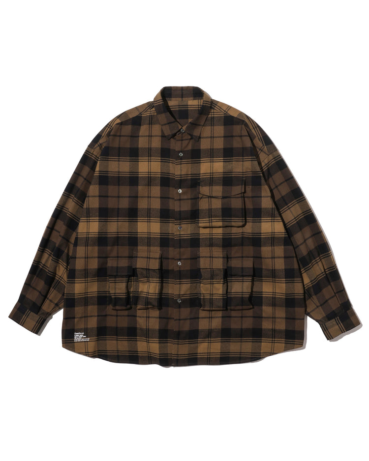 FreshService FLANNEL CHECK MULTI POCKET SHIRT BROWN