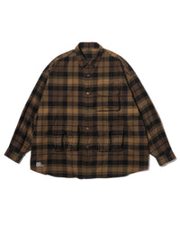 FreshService   FLANNEL CHECK MULTI POCKET SHIRT BROWN