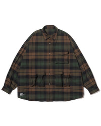 FreshService   FLANNEL CHECK MULTI POCKET SHIRT GREEN