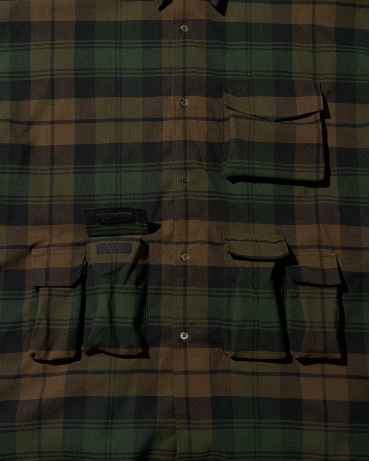 FreshService FLANNEL CHECK MULTI POCKET SHIRT BROWN