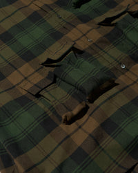 FreshService   FLANNEL CHECK MULTI POCKET SHIRT GREEN