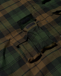 FreshService   FLANNEL CHECK MULTI POCKET SHIRT GREEN