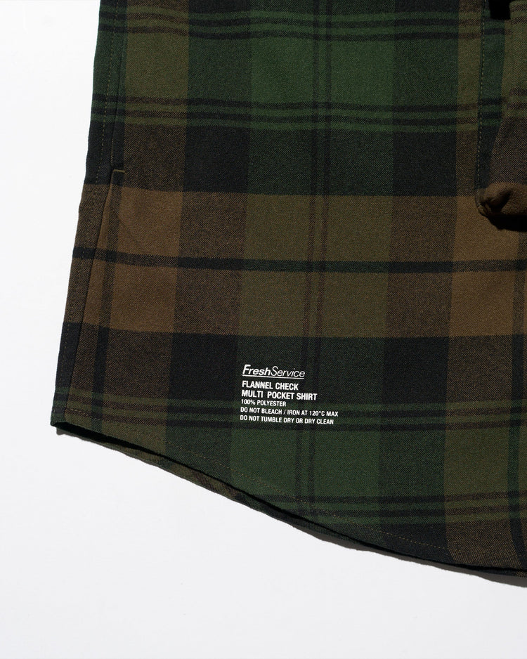 FreshService   FLANNEL CHECK MULTI POCKET SHIRT GREEN