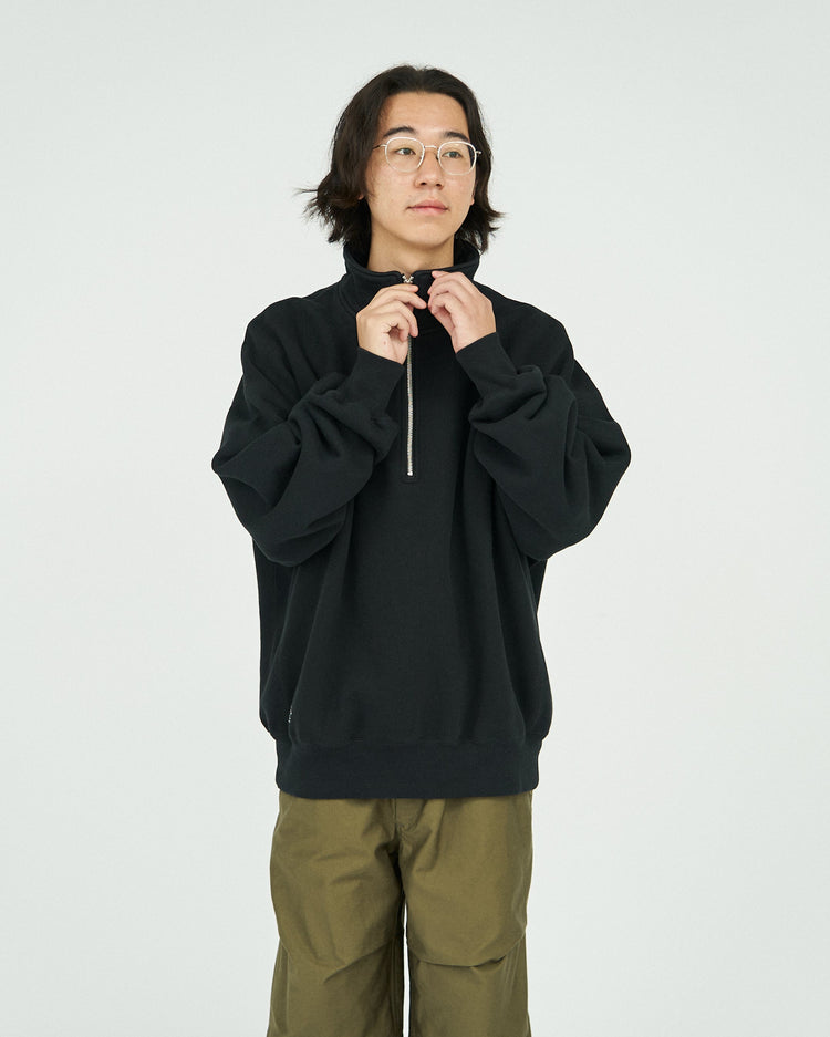 FreshService  HEAVY OZ HALF ZIP PULLOVER BLACK