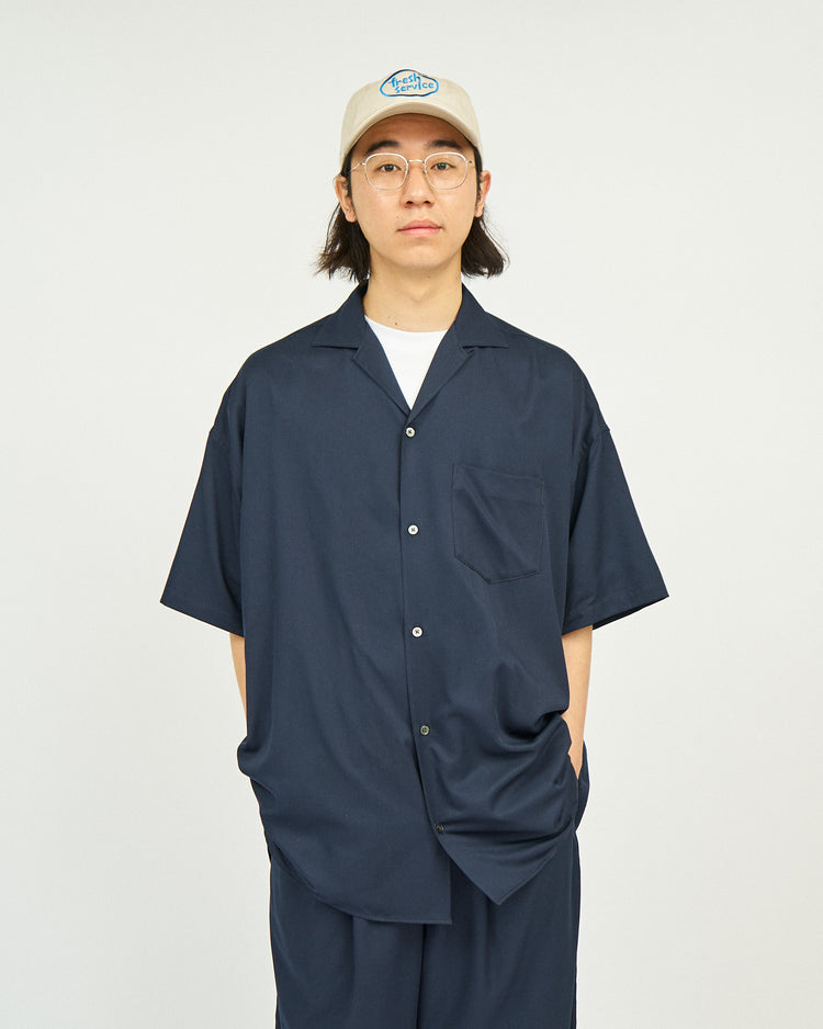 FreshService  COOLFIBER OPEN COLLAR S/S SHIRT NAVY