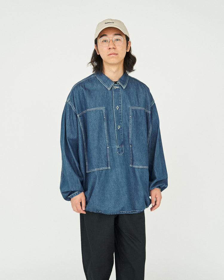 FreshService DENIM PULLOVER SHIRT FADE INDIGO