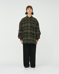FreshService   FLANNEL CHECK MULTI POCKET SHIRT BROWN