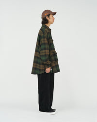 FreshService FLANNEL CHECK MULTI POCKET SHIRT BROWN