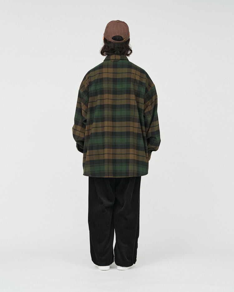 FreshService   FLANNEL CHECK MULTI POCKET SHIRT GREEN