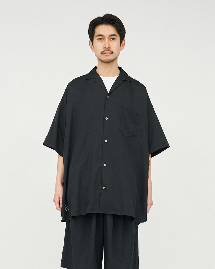 FreshService  COOLFIBER OPEN COLLAR S/S SHIRT BLACK