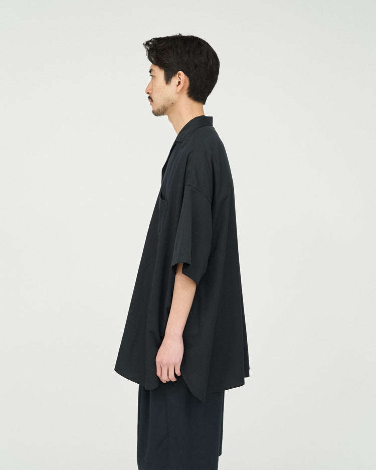 FreshService  COOLFIBER OPEN COLLAR S/S SHIRT BLACK