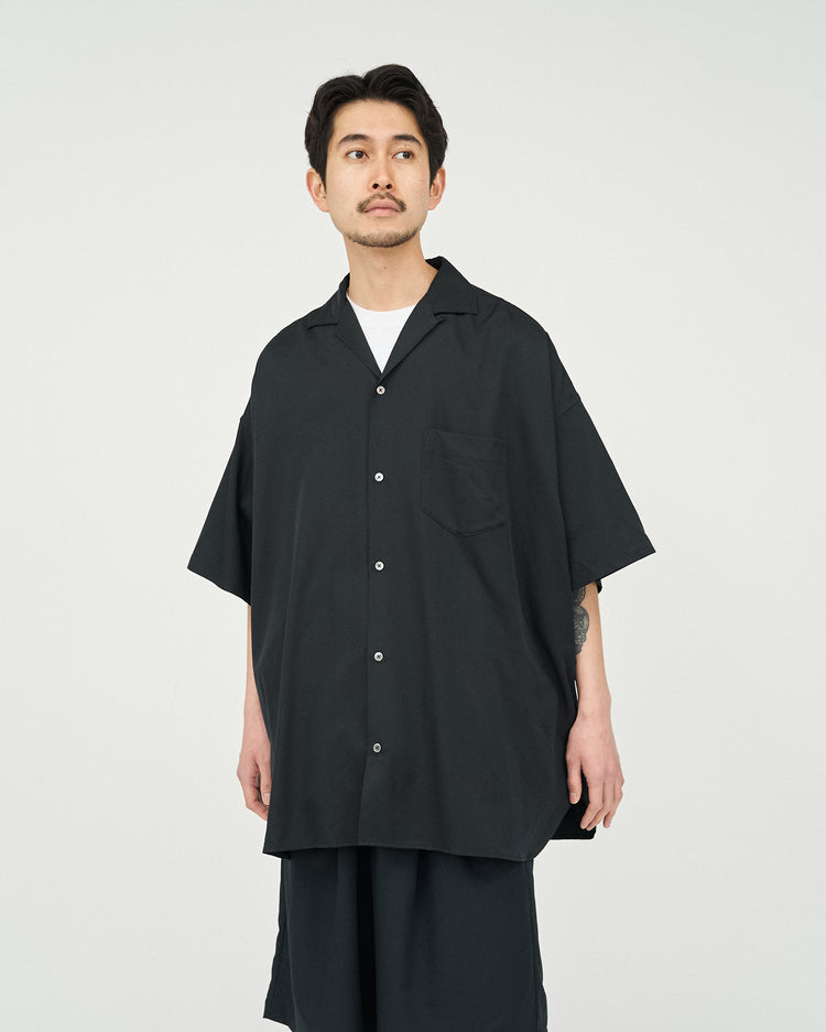 FreshService  COOLFIBER OPEN COLLAR S/S SHIRT BLACK