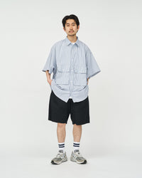 FreshService / DRY OXFORD FLAP POCKET S/S SHIRT BLUE STRIPE
