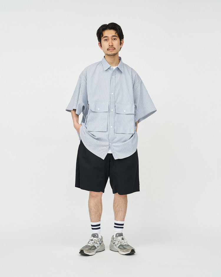 FreshService / DRY OXFORD FLAP POCKET S/S SHIRT BLUE STRIPE