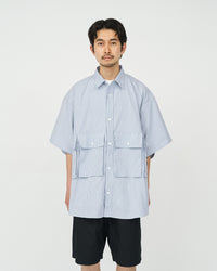 FreshService / DRY OXFORD FLAP POCKET S/S SHIRT BLUE STRIPE