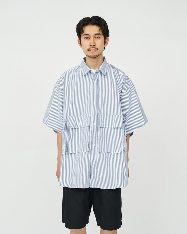 FreshService / DRY OXFORD FLAP POCKET S/S SHIRT BLUE STRIPE