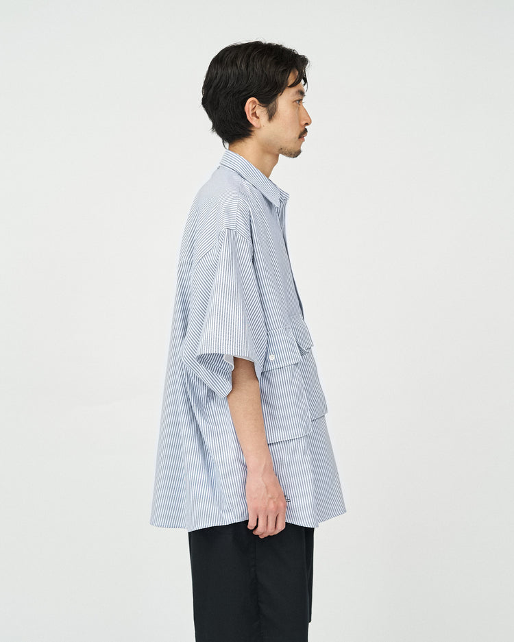 FreshService / DRY OXFORD FLAP POCKET S/S SHIRT BLUE STRIPE