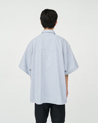 FreshService / DRY OXFORD FLAP POCKET S/S SHIRT BLUE STRIPE