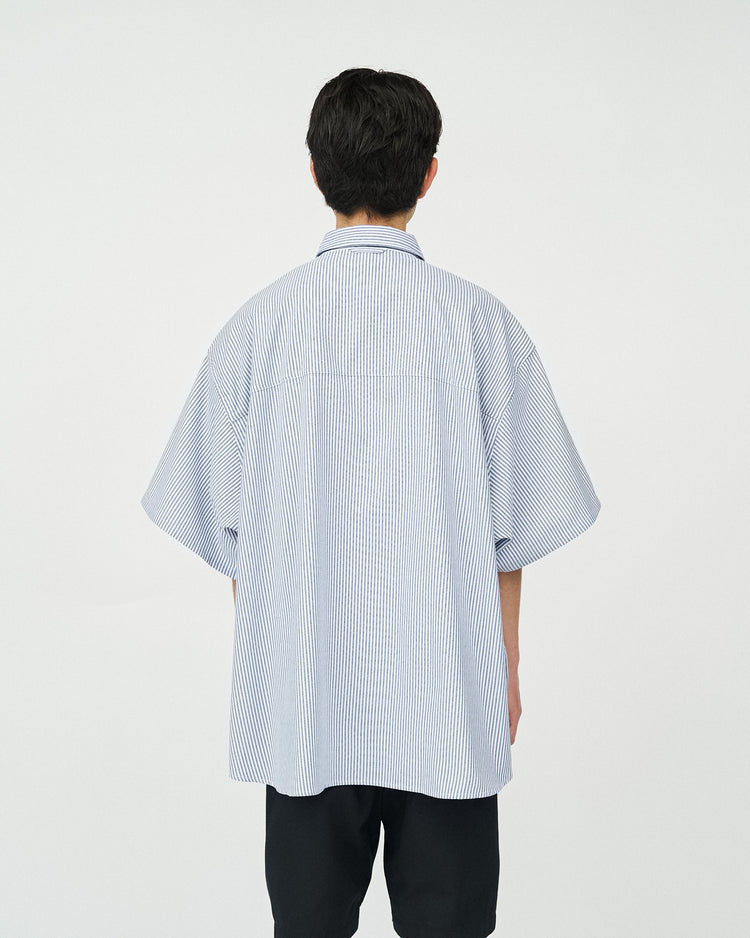 FreshService / DRY OXFORD FLAP POCKET S/S SHIRT BLUE STRIPE
