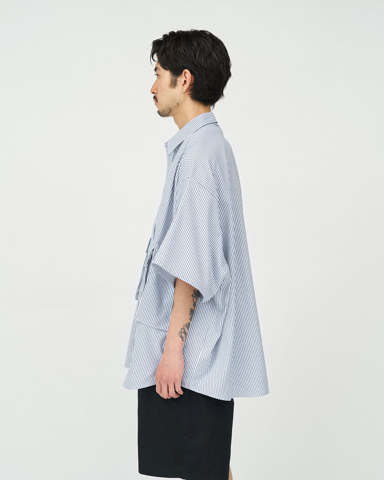 FreshService / DRY OXFORD FLAP POCKET S/S SHIRT BLUE STRIPE