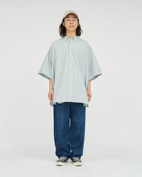 FreshService  DRY OXFORD CORPORATE S/S B.D SHIRT  GREEN STRIPE