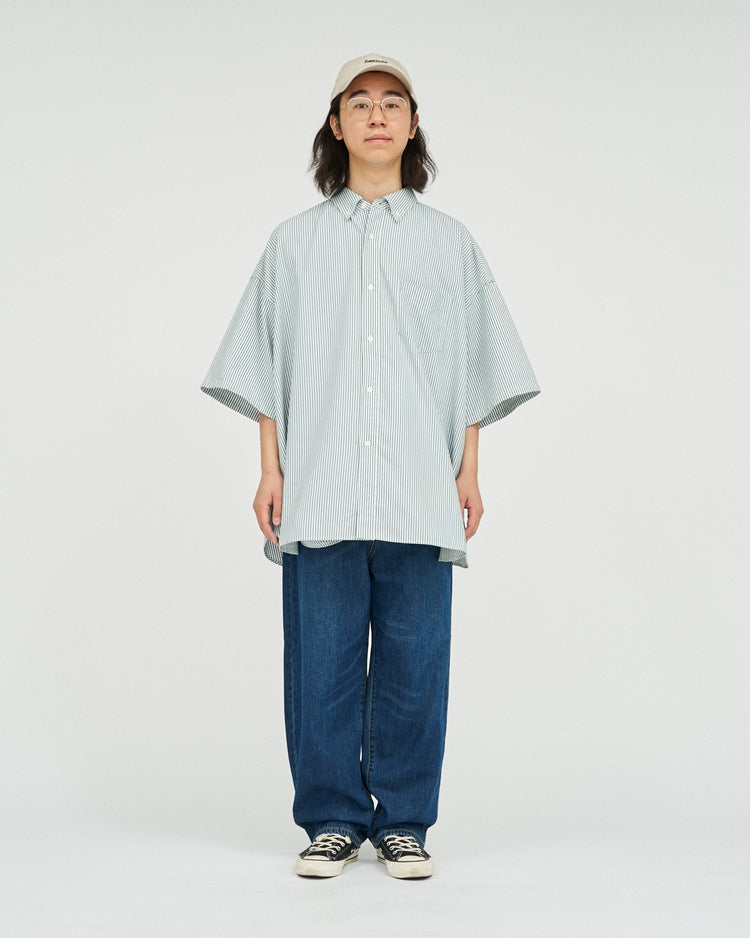 FreshService  DRY OXFORD CORPORATE S/S B.D SHIRT  GREEN STRIPE