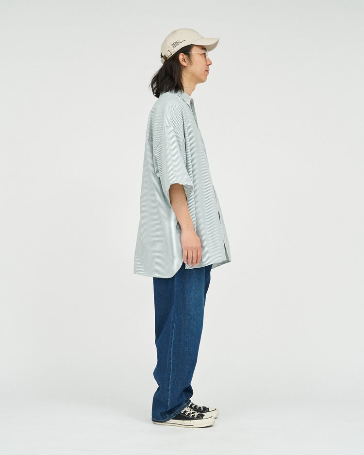 FreshService  DRY OXFORD CORPORATE S/S B.D SHIRT  GREEN STRIPE