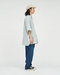 FreshService  DRY OXFORD CORPORATE S/S B.D SHIRT  GREEN STRIPE