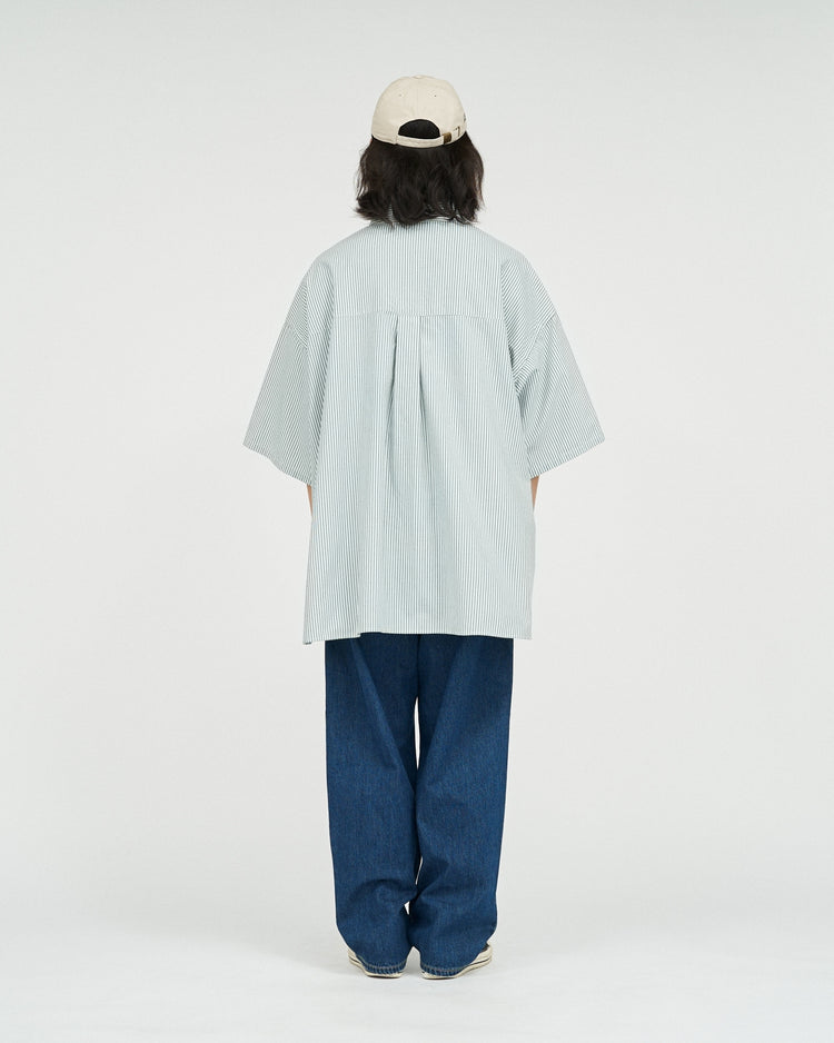 FreshService  DRY OXFORD CORPORATE S/S B.D SHIRT  GREEN STRIPE