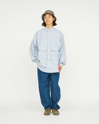 FreshService / DRY OXFORD FLAP POCKET L/S SHIRT BLUE STRIPE