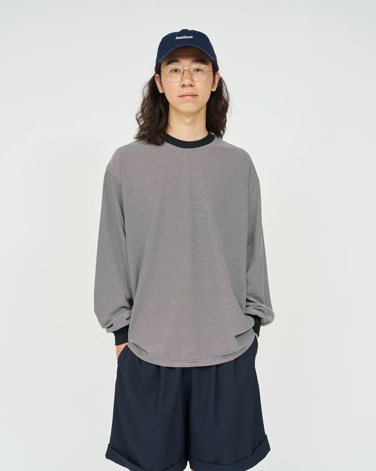 FreshService  MICRO BORDER L/S TEE  WHITE*BLACK