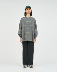 FreshService  PIN BORDER L/S TEE GRAY*YELLOW