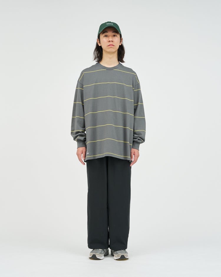 FreshService  PIN BORDER L/S TEE GRAY*YELLOW