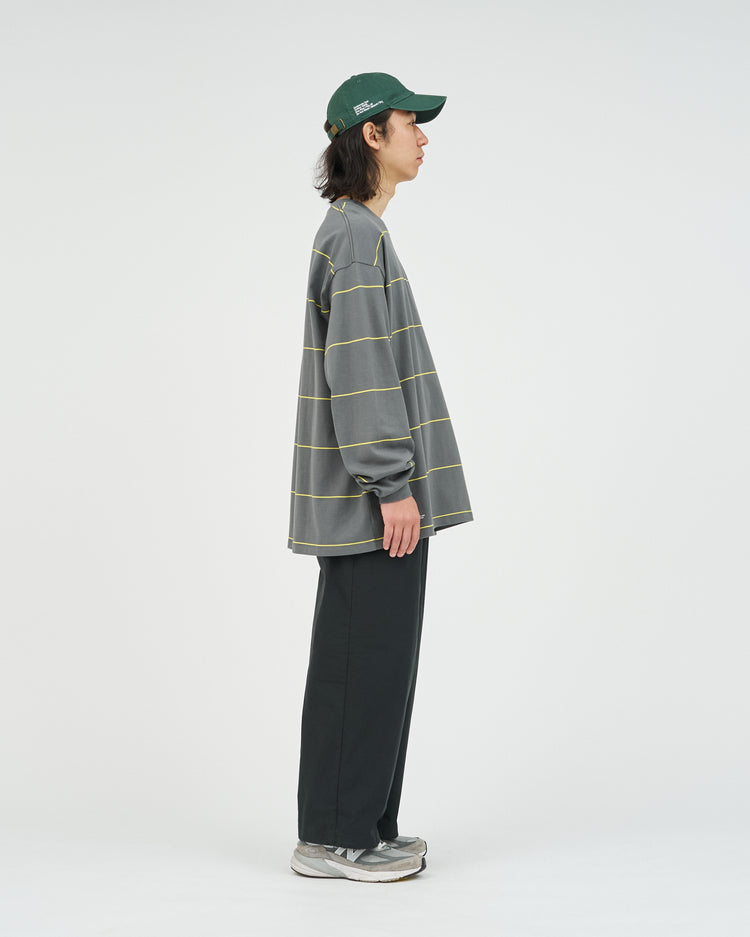 FreshService  PIN BORDER L/S TEE GRAY*YELLOW