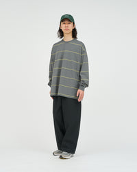 FreshService  PIN BORDER L/S TEE GRAY*YELLOW