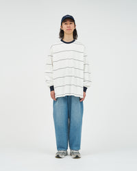 FreshService  PIN BORDER L/S TEE WHITE*NAVY