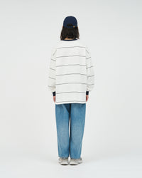 FreshService  PIN BORDER L/S TEE WHITE*NAVY