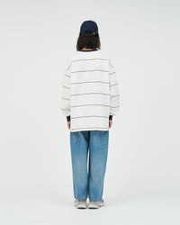 FreshService  PIN BORDER L/S TEE WHITE*NAVY