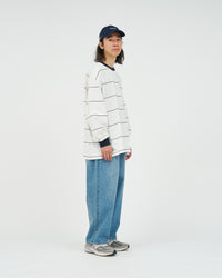 FreshService  PIN BORDER L/S TEE WHITE*NAVY