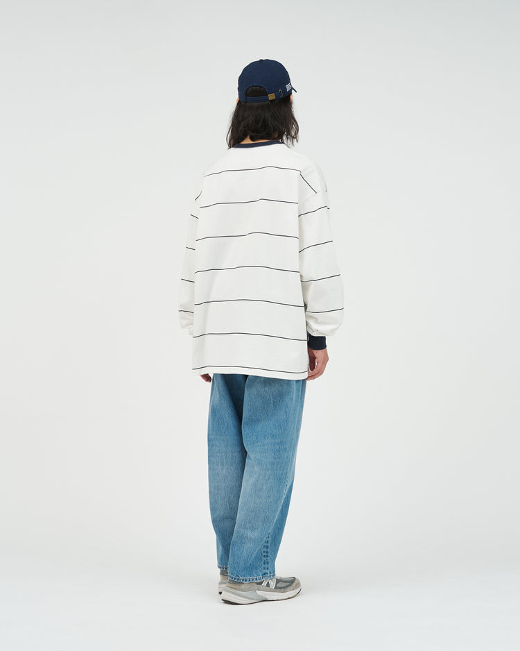 FreshService  PIN BORDER L/S TEE WHITE*NAVY