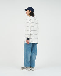 FreshService  PIN BORDER L/S TEE WHITE*NAVY