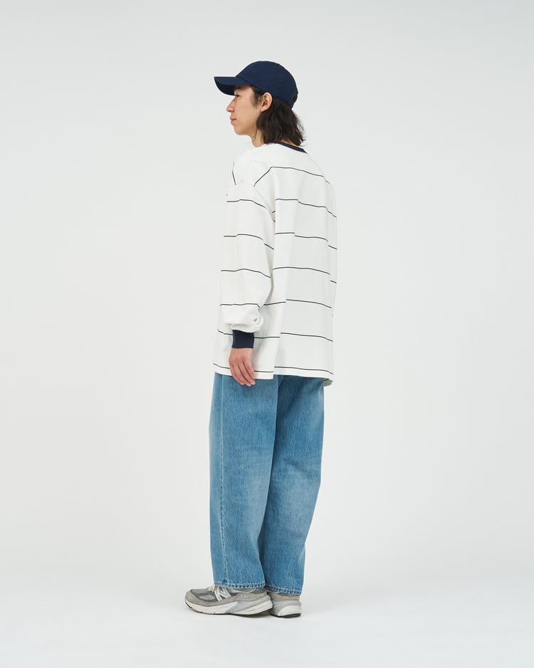 FreshService  PIN BORDER L/S TEE WHITE*NAVY