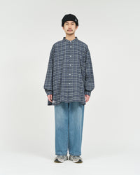 FreshService  MADRAS DRY TECH BAND COLLAR SHIRT  GRAY