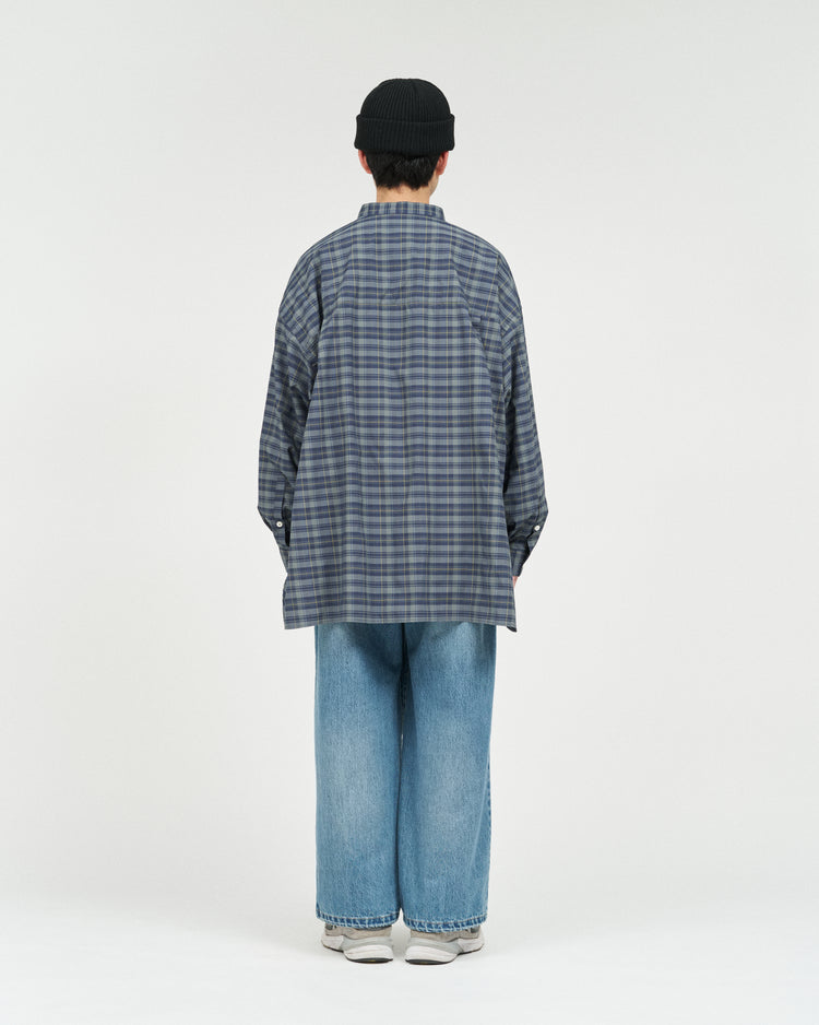 FreshService  MADRAS DRY TECH BAND COLLAR SHIRT  GRAY